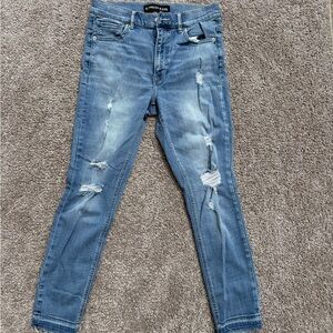 Express Women's Distressed Skinny Jeans - Blue